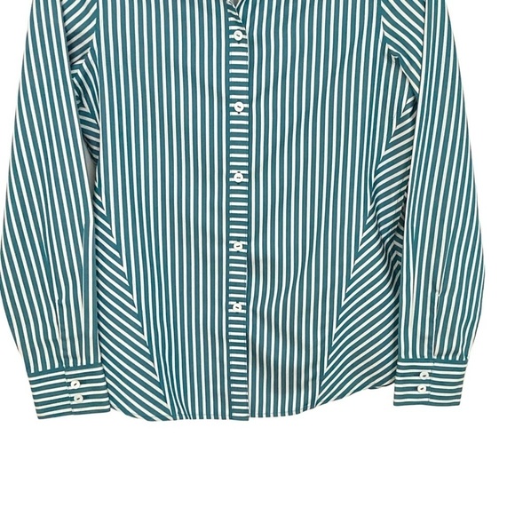 Fox Croft NYC Green/White Striped Heritage Non-Iron Button Down Shirt - Picture 4 of 13